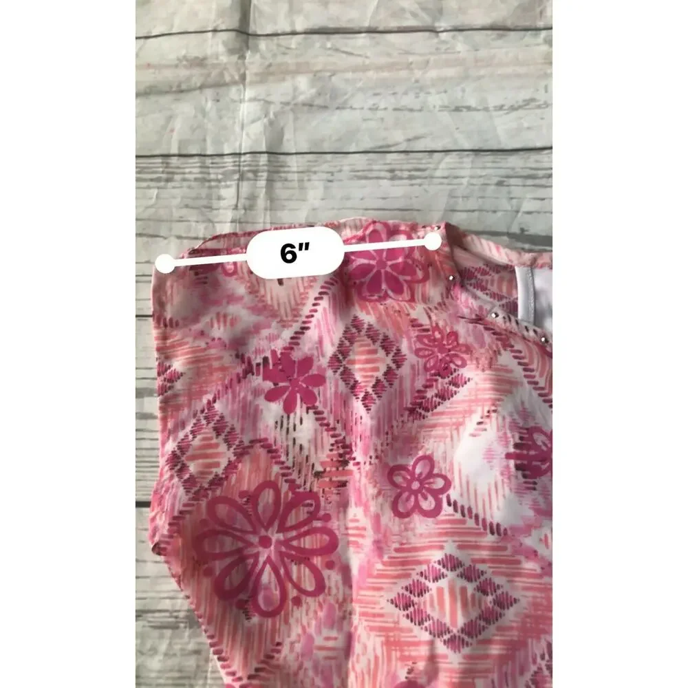 Justice Girl’s Pink Floral Tribal Print Elastic Blouse Kid’s Youth Size 8